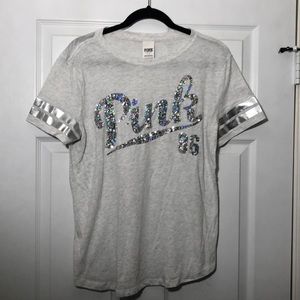 Victoria Secret PINK Sequin T-shirt Size Large